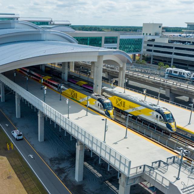 Another view of Brightline Orlando station platform