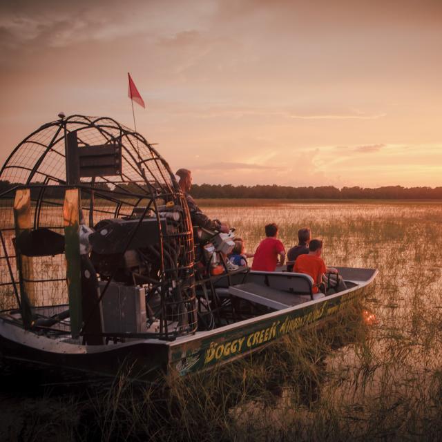 sunset airboat tour at Boggy Creek