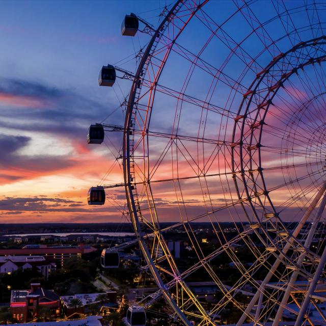 View through The Wheel at sunset