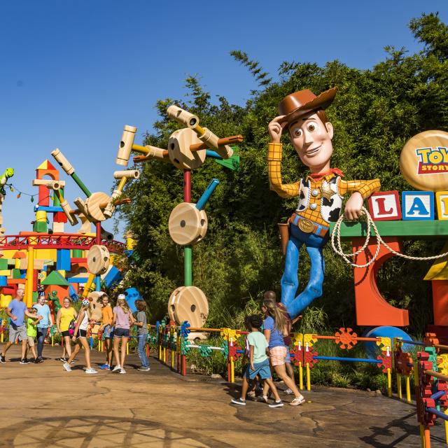 Guests at Disney’s Hollywood Studios can go to infinity and beyond in Toy Story Land. The immersive 11-acre land takes guests into the adventurous outdoors of Andy's backyard, where they will feel like they are the size of Green Army Men surrounded by other toys. Guests can whoosh along on the family-friendly roller coaster, Slinky Dog Dash, take a spin aboard Alien Swirling Saucers and try for the high score on Toy Story Mania! (Matt Stroshane, photographer)