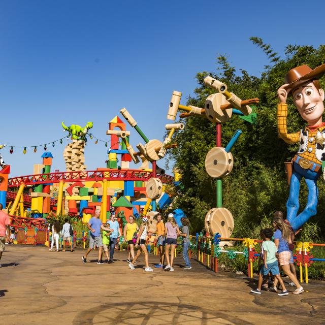 Guests at Disney’s Hollywood Studios can go to infinity and beyond in Toy Story Land. The immersive 11-acre land takes guests into the adventurous outdoors of Andy's backyard, where they will feel like they are the size of Green Army Men surrounded by other toys. Guests can whoosh along on the family-friendly roller coaster, Slinky Dog Dash, take a spin aboard Alien Swirling Saucers and try for the high score on Toy Story Mania! (Matt Stroshane, photographer)