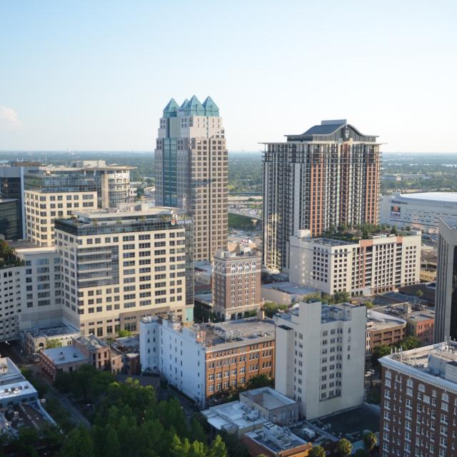 Downtown Development Board aerial view of Downtown during day