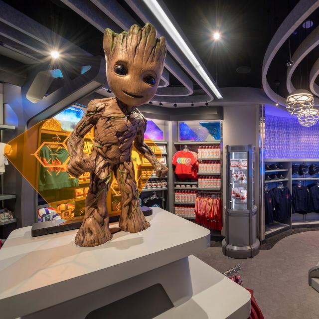 EPCOT guests can search for cosmic apparel, accessories, toys, home décor and more when they visit the Treasures of Xandar shop – operated by The Broker – at Guardians of the Galaxy: Cosmic Rewind at Walt Disney World Resort in Lake Buena Vista, Fla. (Kent Phillips, photographer)