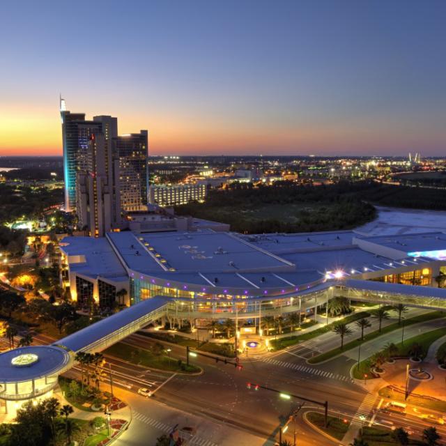 International Drive Resort Area night aerial view