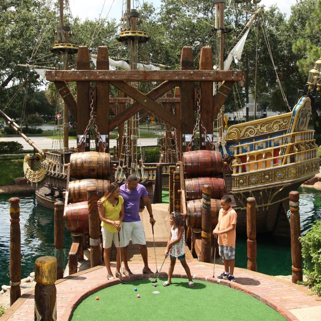Pirate's Cove Adventure Golf - International Drive family and ship