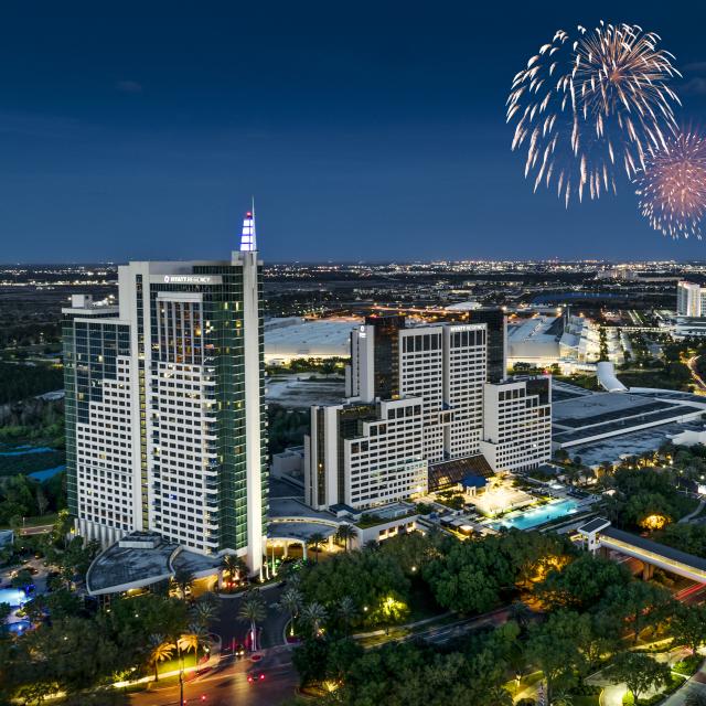 layered photoshop file of Push/Visit Orlando Hotel Drone footage of Hyatt Regency Orlando
with fireworks