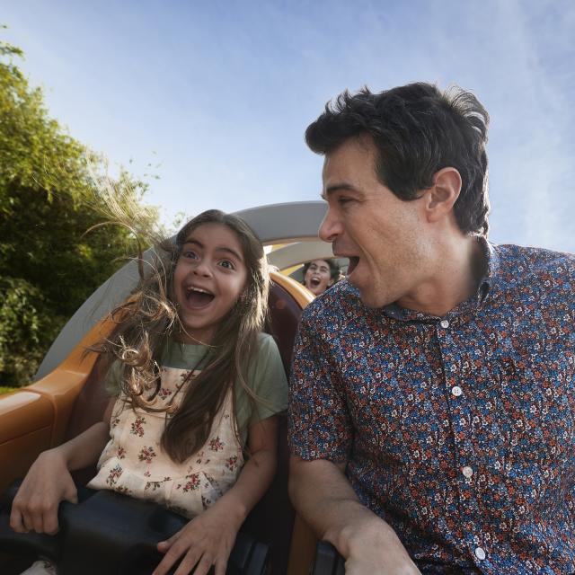 A father and daughter on a Rollercoaster