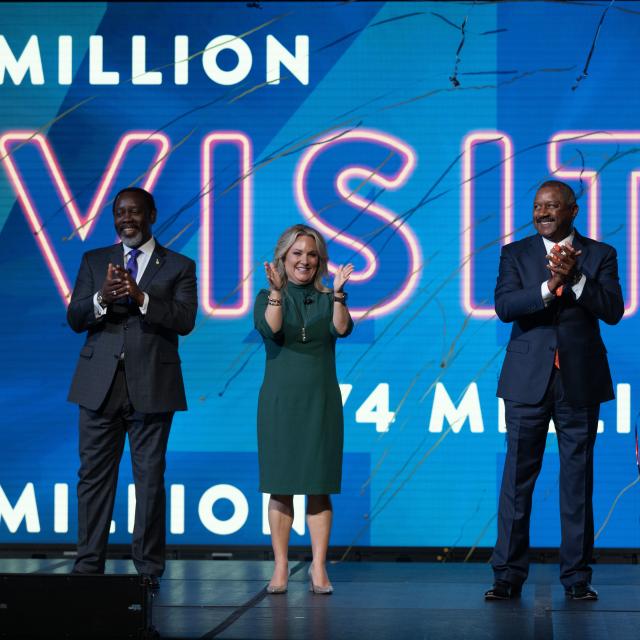 From Left to Right: Terry Prather, senior advisor for Lift Orlando; Casandra Matej, president and CEO of Visit Orlando; Orange County Mayor Jerry L. Demings