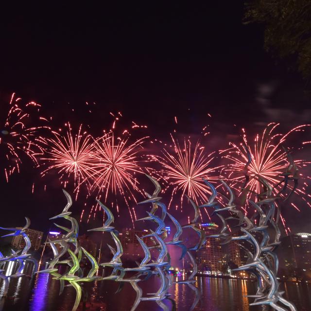 Come Out With Pride fireworks over Lake Eola